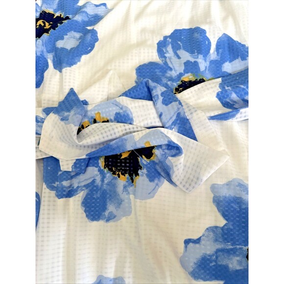 Anne Klein Women's  Floral Print Sleeveless Belted Midi Dress White Blue XL - Picture 3 of 6